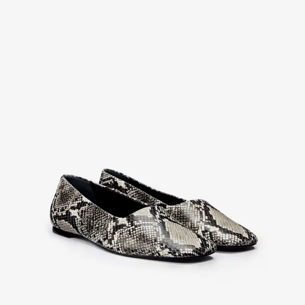 Reformation Inez Snakeskin Square Toe Ballet Flat — image 2 of 8